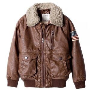 Zara Brown Kids Jacket with Shearling Collar